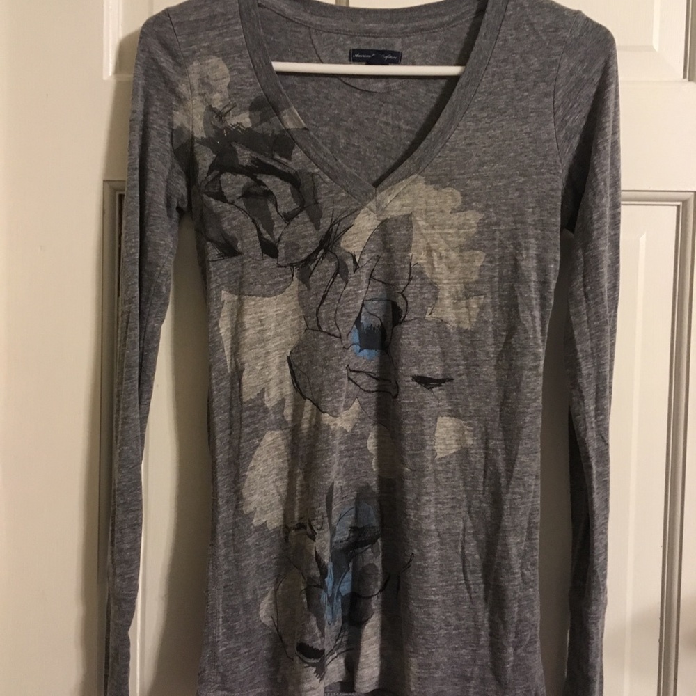 American Eagle Outfitters Grey Floral Shirt